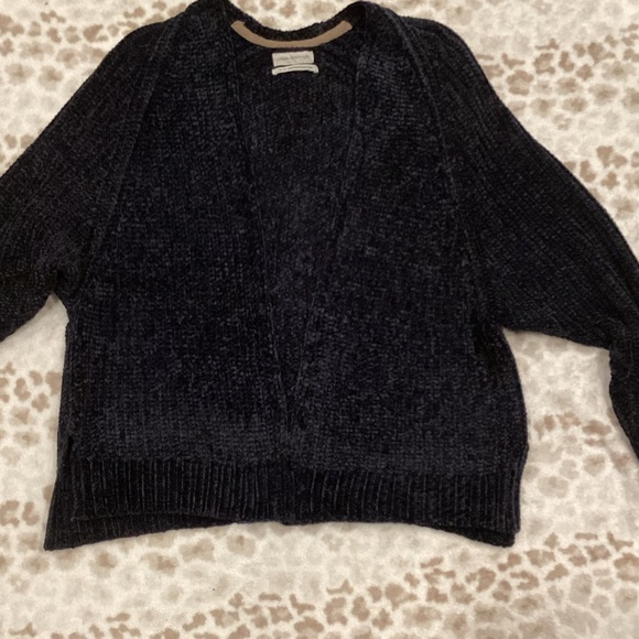 Urban Outfitters Chenille Chunky Knit Open Front Deep Blue Cardigan, Size XS - Picture 5 of 16